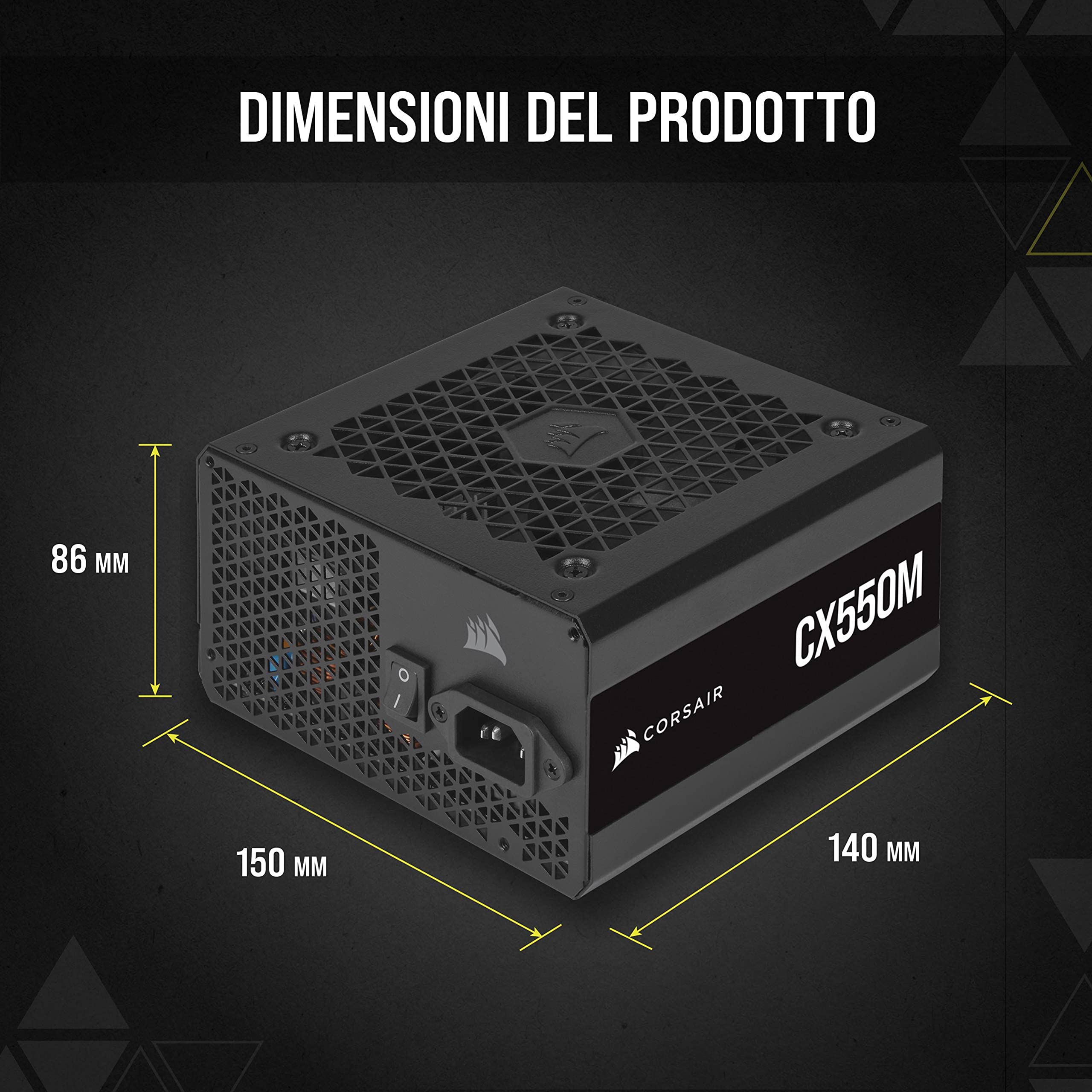 Corsair CX550M (2021) CX-M Series, 550 Watt 80 PLUS Bronze Semi-Modulare e a Bassa Rumorosità Alimentatore ATX , Connettori EPS12V Singoli, Condensatori 105 °C, Dimensioni Compatte, Nero