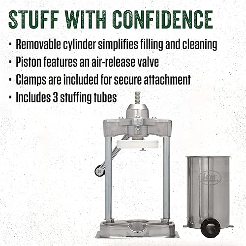 Miniatura 4 de LEM Products Embutidora vertical de salchichas de acero inoxidable Mighty Bite con tubos de relleno de plástico de 5 libras de capacidad