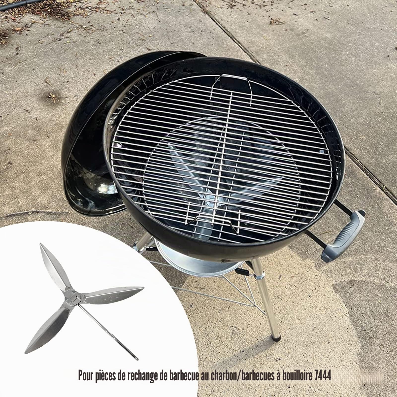 Lot de 2 Systèmes de Nettoyage One Touch de 47 cm, 18-1/2-Inch Kit de Nettoyage One Touch Compatibles avec Les Pièces de Barbecue Weber 7443 90992 3618 307443 307408 90719