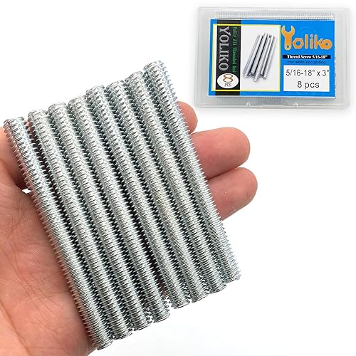 8 piezas de zinc plateado totalmente roscado varilla de acero al carbono tornillo de rosca larga 516 x 3 pulgadas para muebles de jardín barandilla