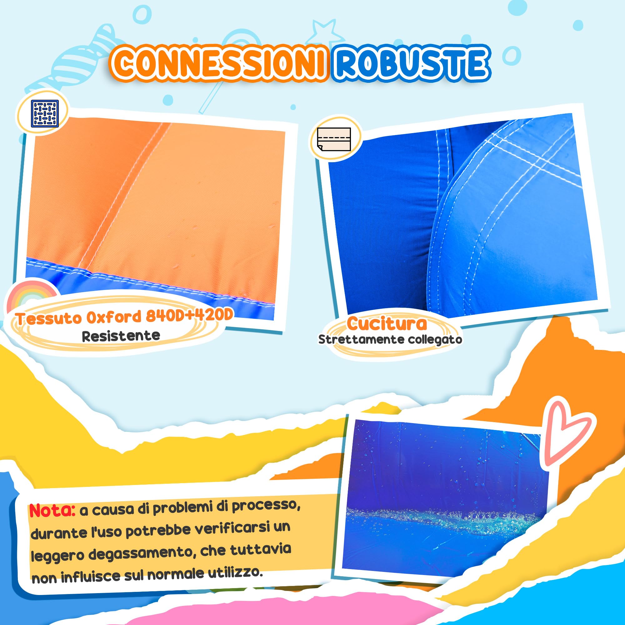 Outsunny Castello Gonfiabile Gigante e Rimbalzante per Bambini 3-8 Anni con Scivolo, Piscina e Gonfiatore 3.6x1.75x1.8m