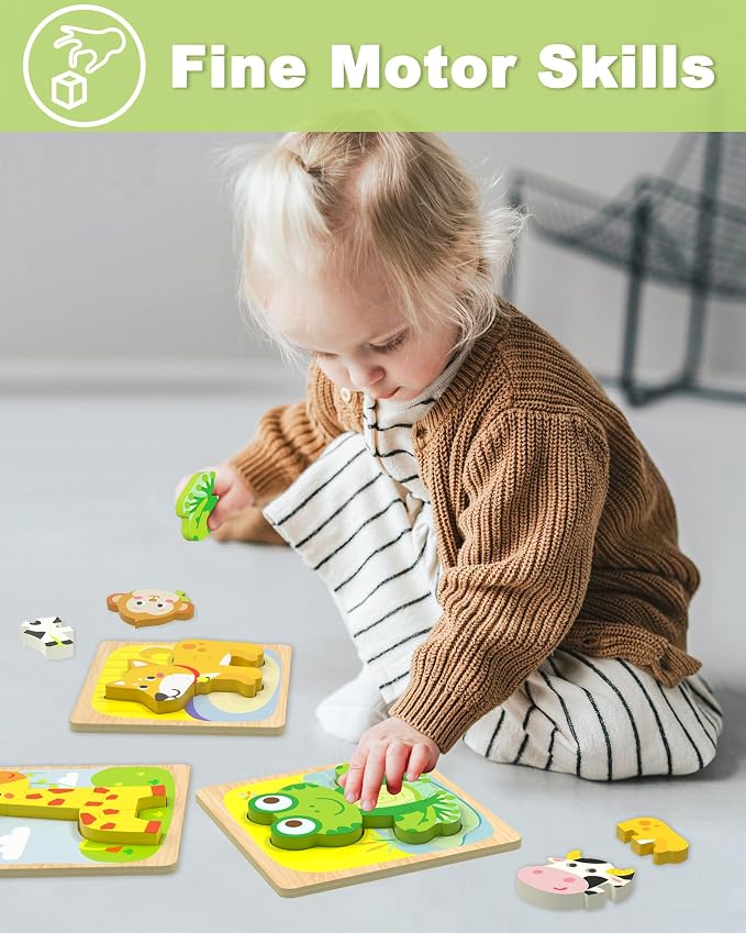 Rompecabezas de madera Montessori para niños pequeños miniatura 2