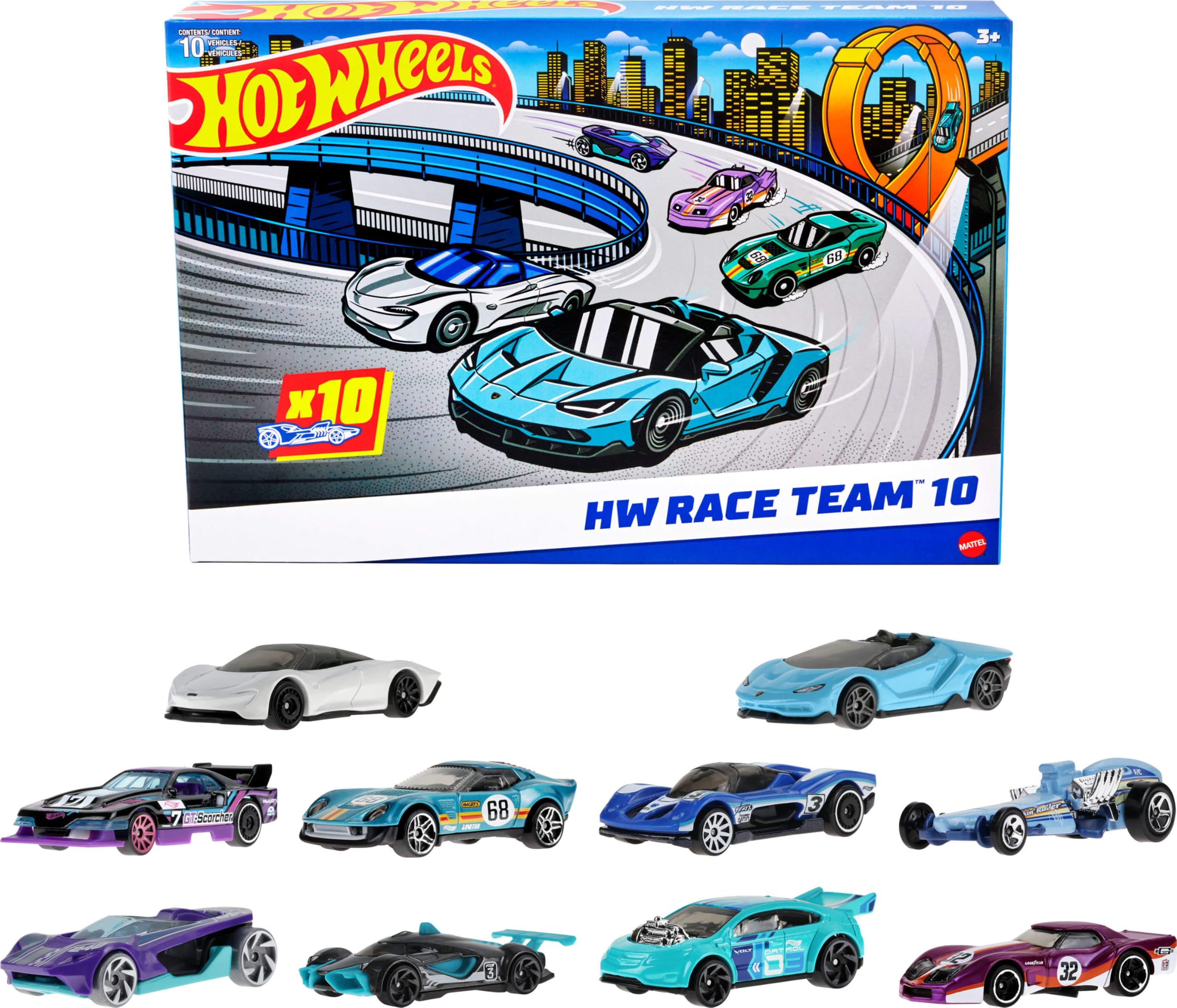 Amazon.co.jp: Hot Wheels Toy Cars, 10-Pack of Race Cars, Includes