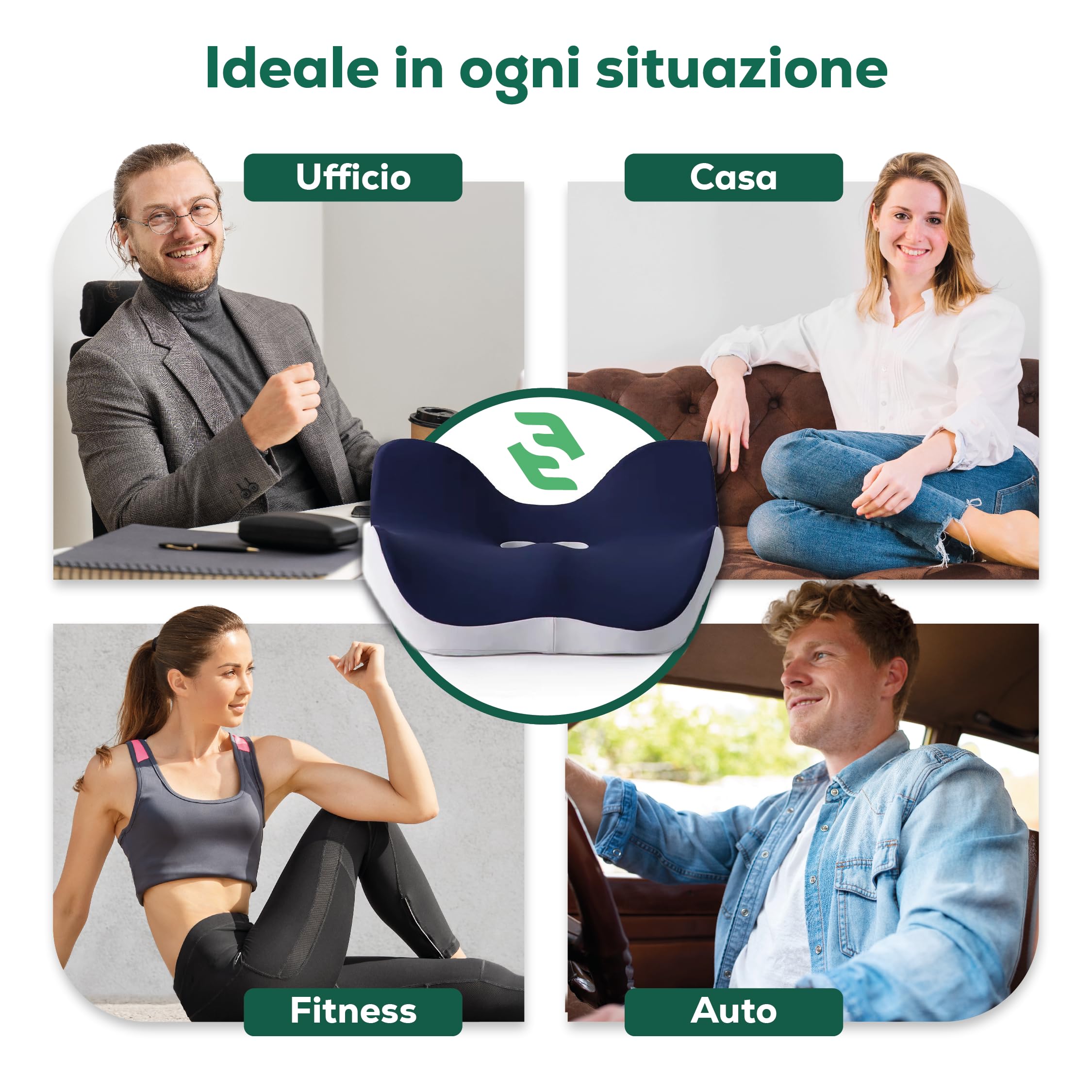 Floor Systems Cuscino Lombare per Auto Memory Foam Doppio Uso Sedia Ufficio | Cuscino auto guidatore, cuscino per ufficio schiena e memory foam per seduta. Doppio uso: coccige e glutei o schiena lombare
