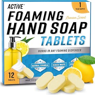 Foaming Hand Soap Tablet Refill - 12 Pack Eco Friendly Hand Wash Tablets, Zero Waste Handwash Concentrate - Equivalent To 96 Fl Oz Of Liquid (Fills 12 X 8 fl oz Refillable Foam Dispenser) - Lemon Scented