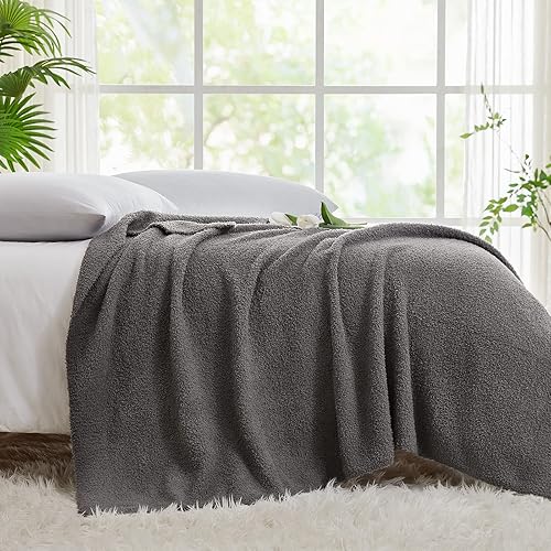 Vista 105 de CYMULA Manta de punto para sofá, color gris oscuro, súper suave, ligera, esponjosa, acogedora, para sofá cama, 50 x 60 pulgadas