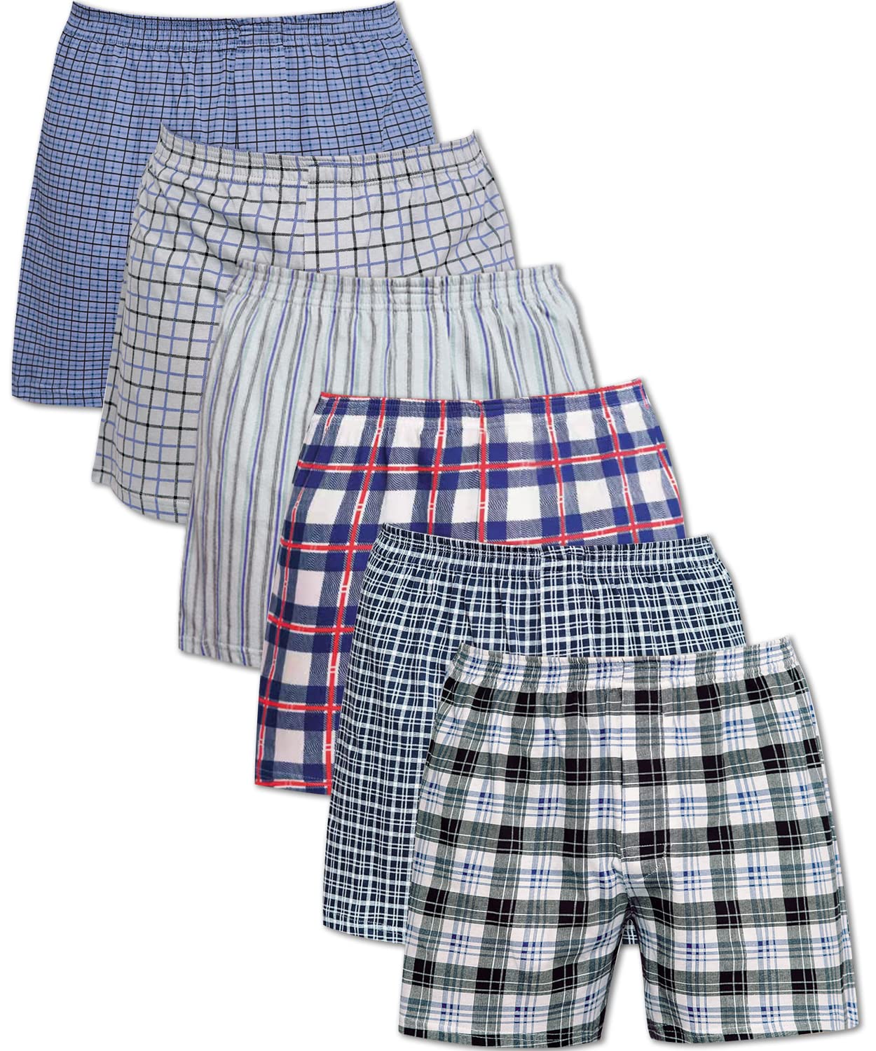 Yanzhao Men's 6 Pack - Assorted-2 Woven Boxers Underwear Cotton Boxer For ,Multipack 6-Pack(L,6 P-A-2)