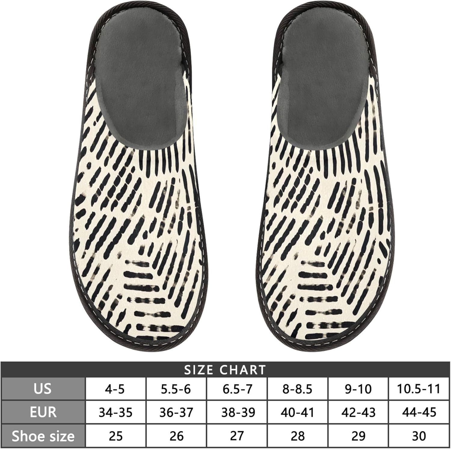 Boho Bohemian Geometric Line House Slippers – Cozy Fuzzy Slippers for Guests, Washable & Disposable, Perfect for Shoeless Home, Spa & Hotel Use A110740