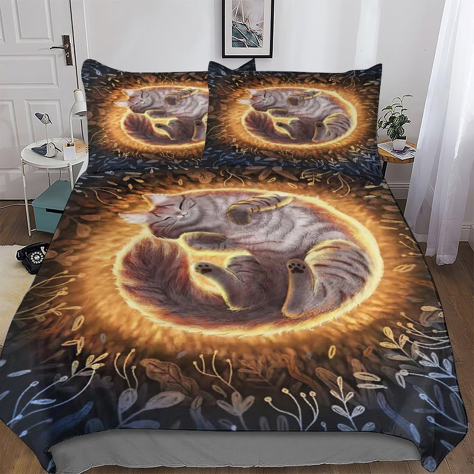 Parure de lit chat 3 pièces pour une chambre d'adulte ou d'enfant cocooning