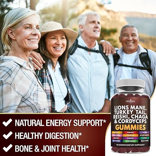 Miniatura 5 de NEW AGE Gomitas de suplemento de melena de león de hongos - Suplemento integral de hongos con Reishi, Cordyceps - 180 unidades