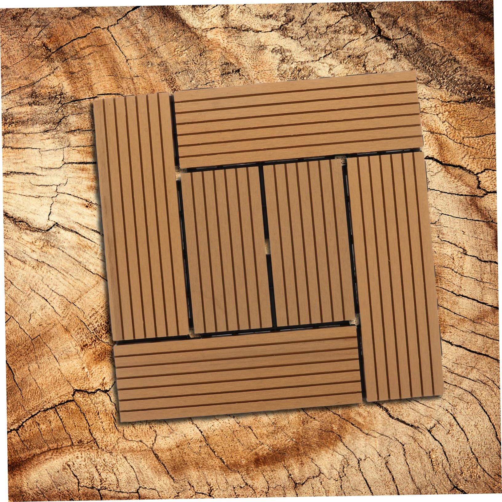 Holibanna Dalles de Terrasse Clipsables Bois Composite Durable Revêtement Sol Extérieur Antidérapant pour Balcon Patio et Jardin Installation DIY Facile