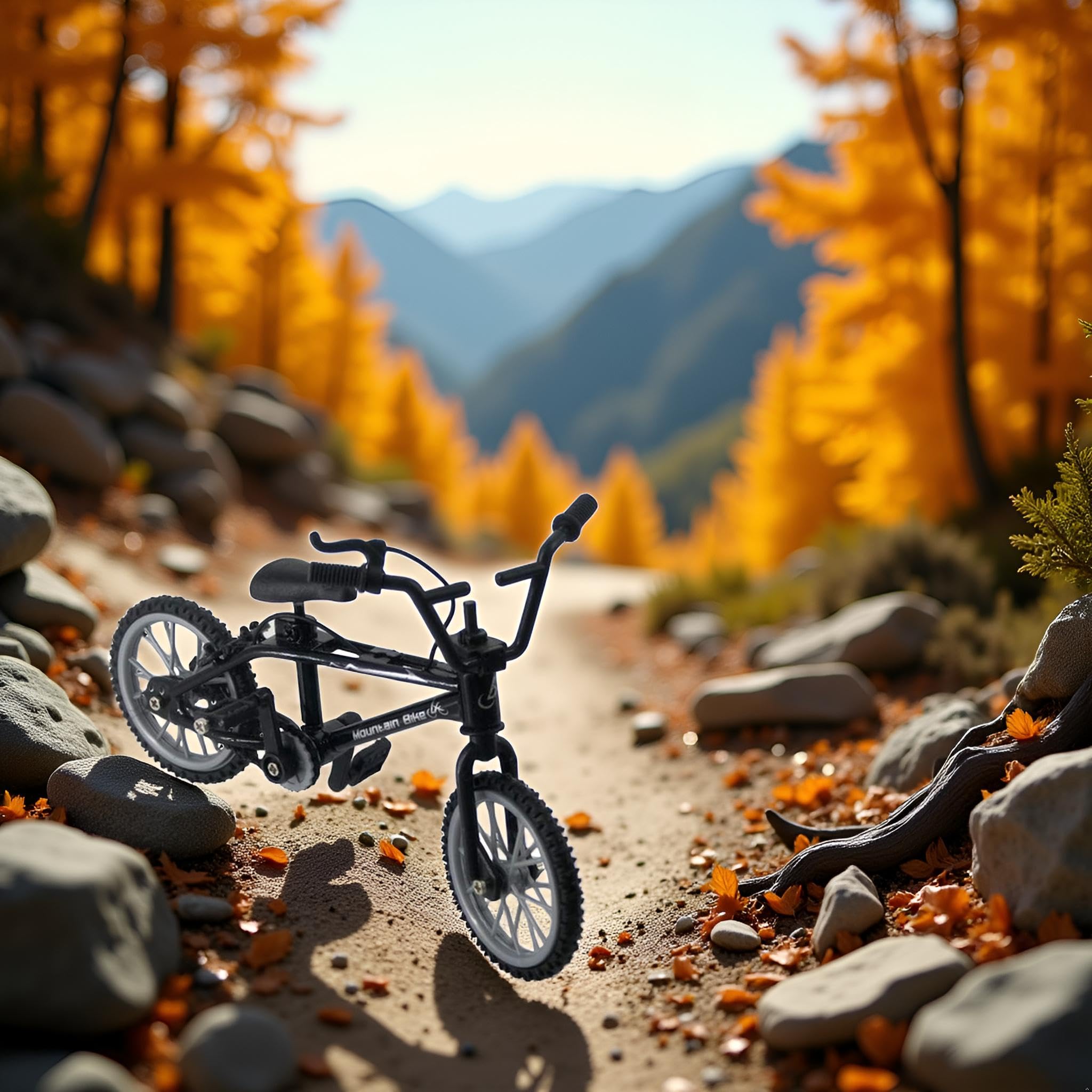 Ymhapp Black 1/18 Diecast Bike Action Figure Toy,Mini Finger Mountain Bike Bicycle Art Crafts Desktop Decor Finger Bikes - Image 3