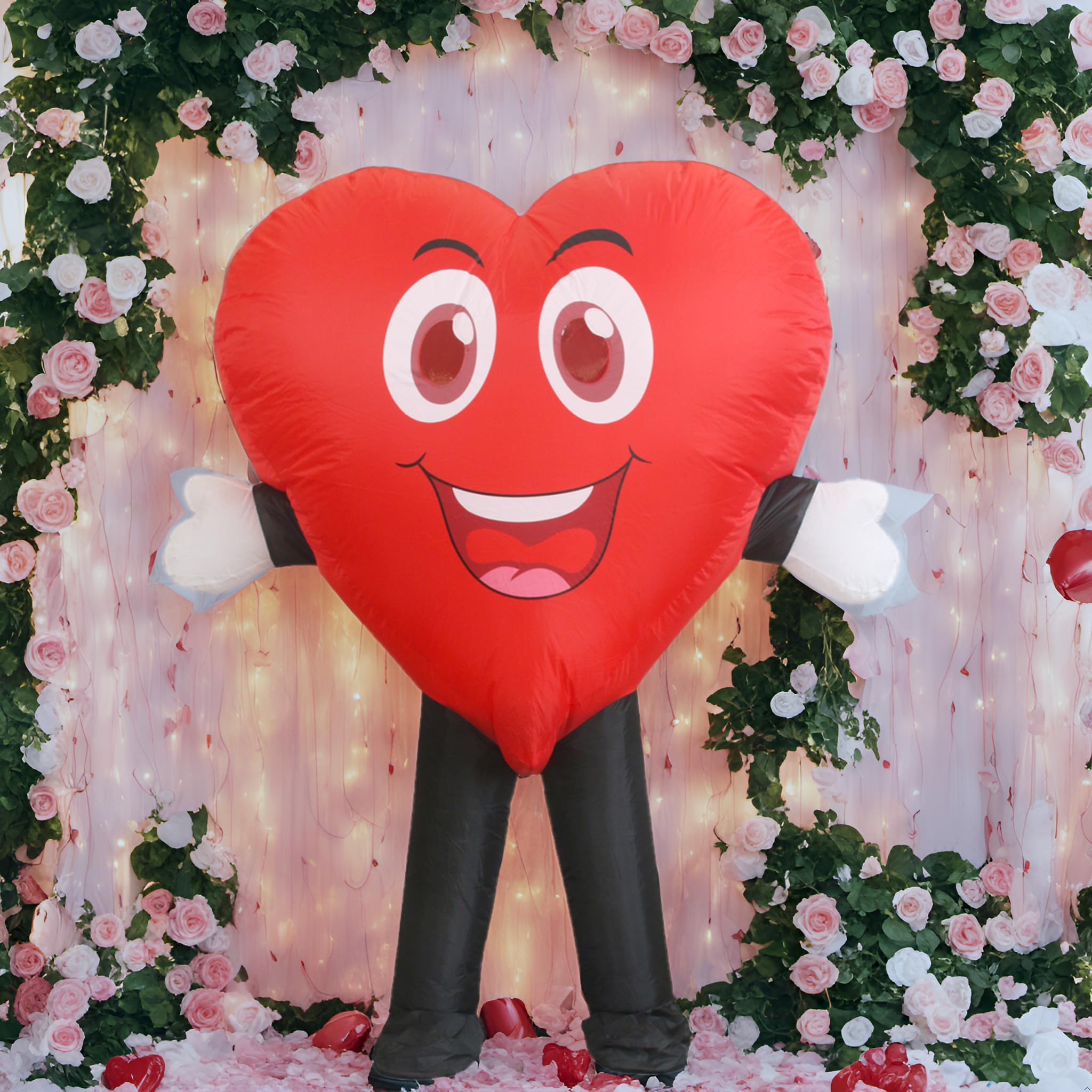 RHYTHMARTS Disfraz hinchable Corazón de Amor Rojo Disfraces Hinchables Rojos Disfraz de Mascota Adulto San para Valentín