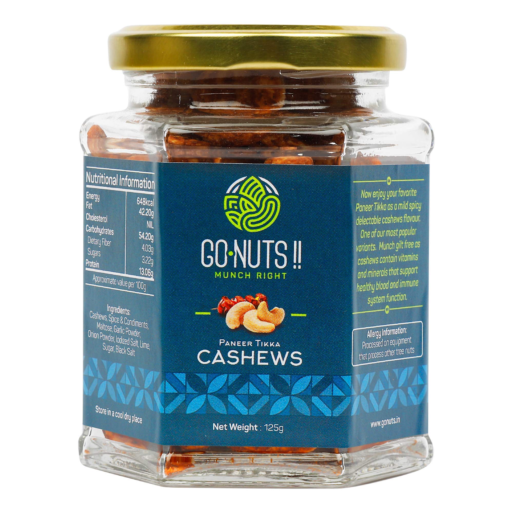Go Nuts Lime and Spice Cashews, 125 g