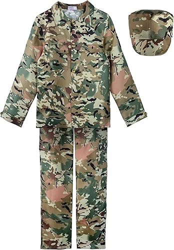 ReliBeauty Disfraz de soldado, uniforme de camuflaje del ejército