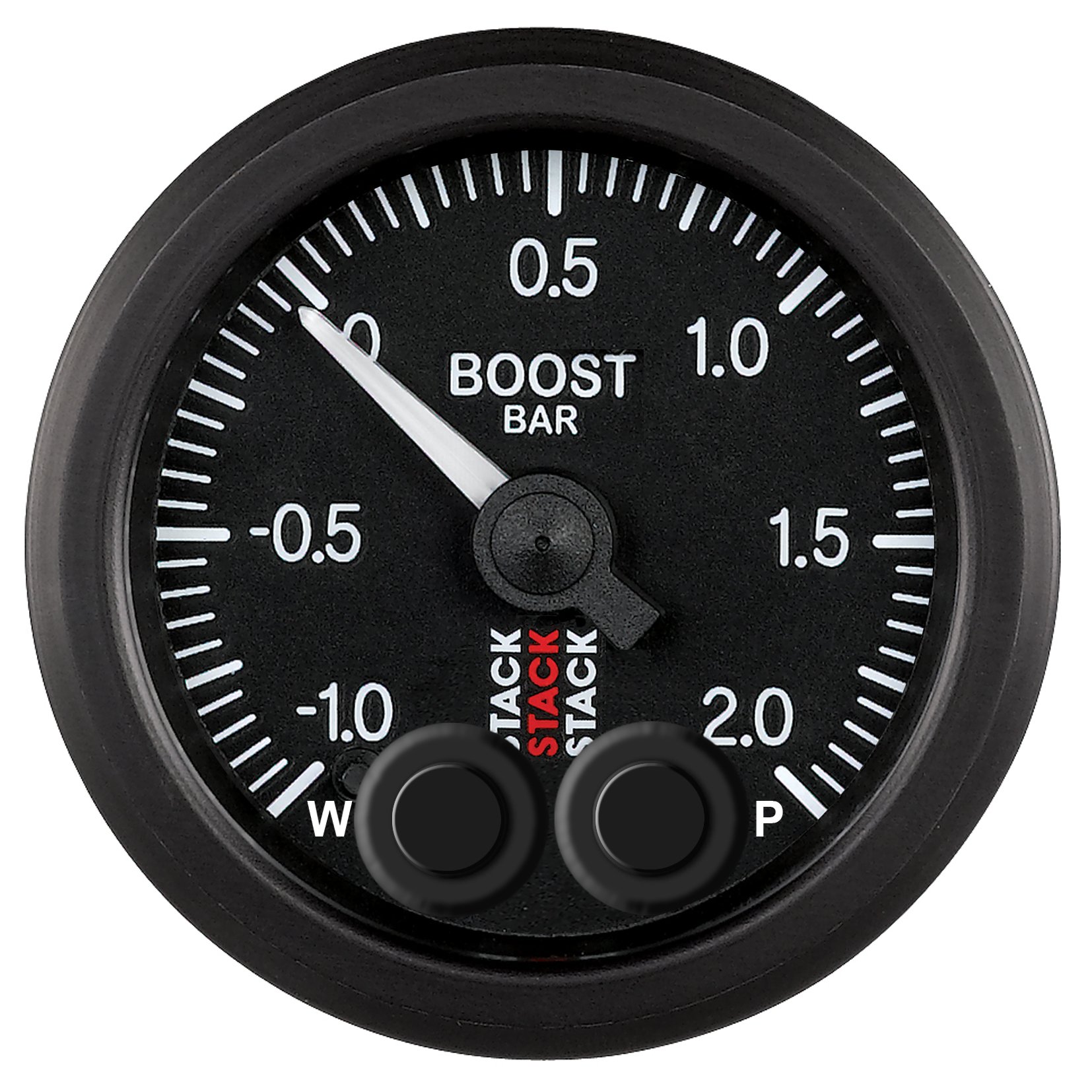 STACK ST3511 Pro-Control Black 52mm -1 to 2 Bar Universal T-Fitting Boost Pressure Gauge
