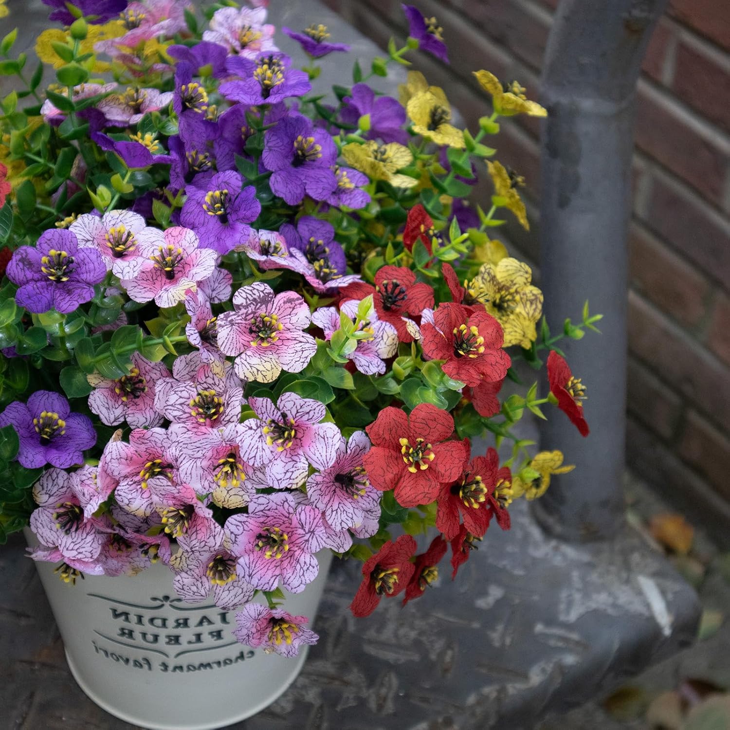 Artificial Flowers for Outdoors, 10 Bundles UV Resistant Artificial Outdoor Flowers, Not-Fading Silk Faux Flowers for Outdoor Planters for Spring Summer Home Garden Porch Decor, Mixedcolor - Image 4