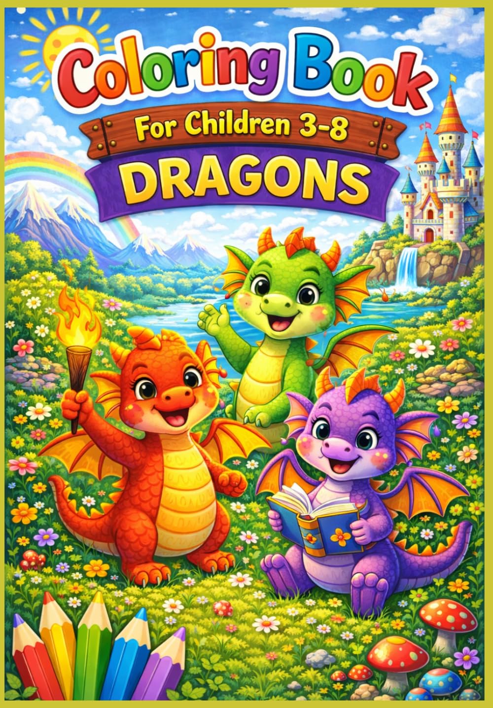 Coloring Book For Children 3-8: DRAGONS.: Fun & Magical Dragon Coloring Book for Kids Ages 3–8 | Cute Fantasy Creatures for Creative Play