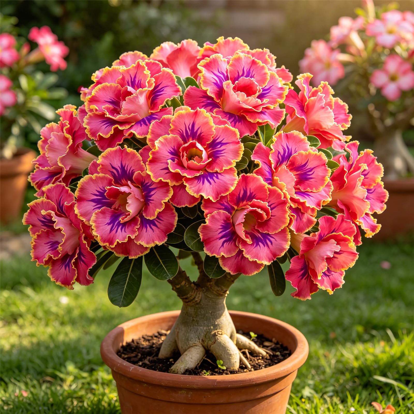 Exquisite Desert Rose Bulbs for Planting-Drought-Tolerant Perennial,Vibrant Colors,Super Growing,Stunning Display,Tropical Decoration-2bulbs-D
