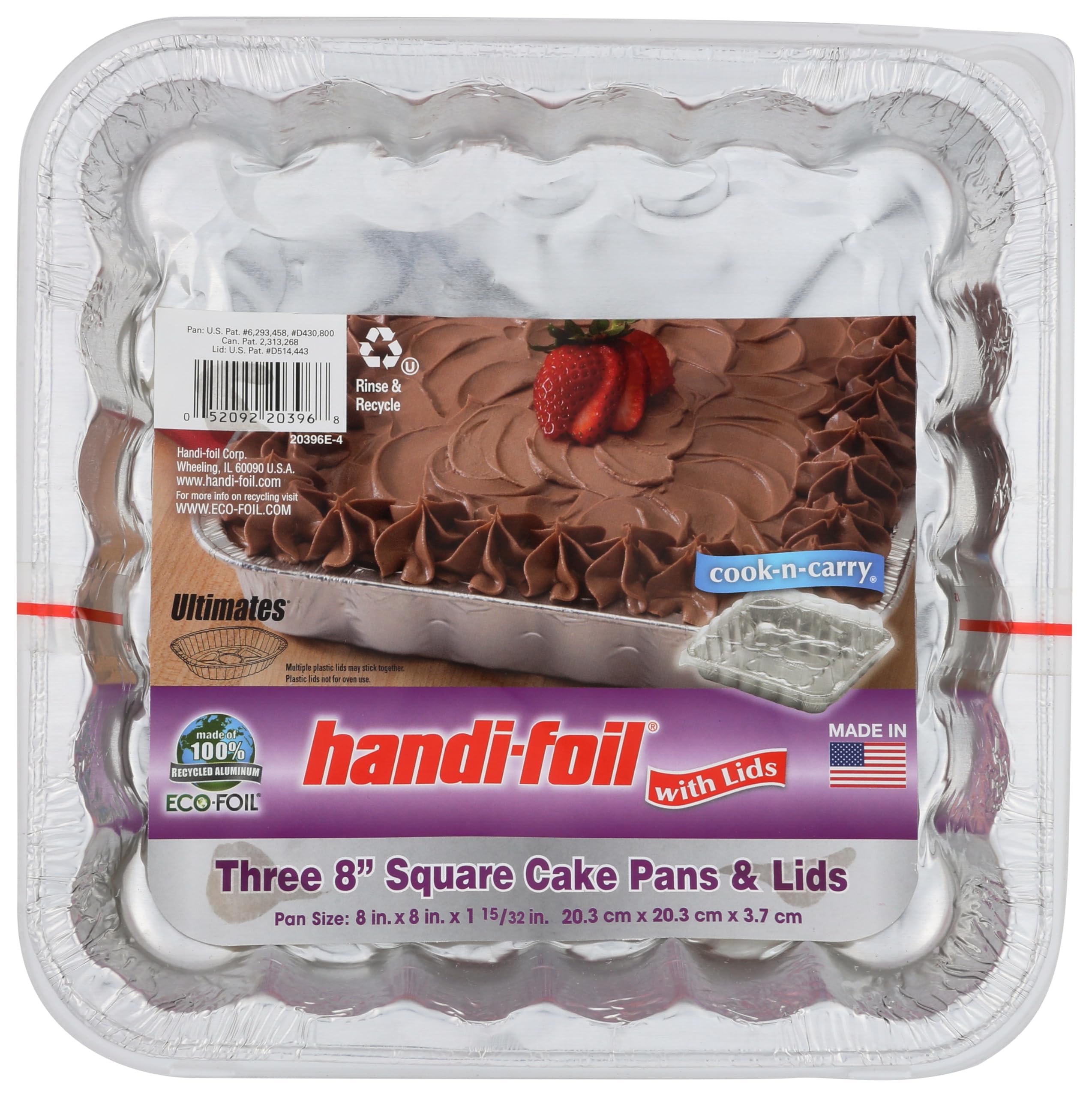 HANDI FOIL Cook n Carry Square Cake Pan with Lid 3 CT