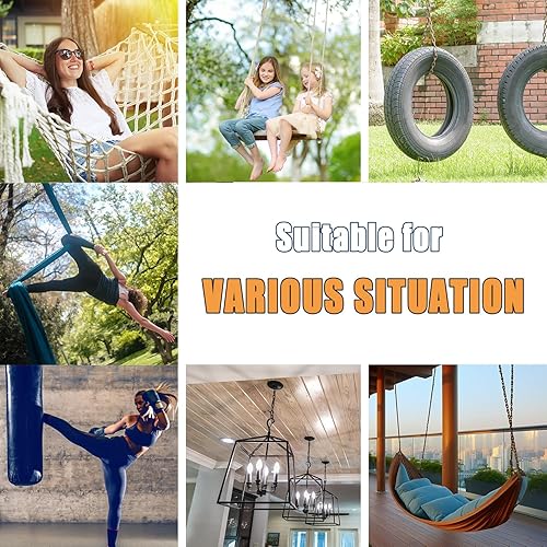 Miniatura 6 de Kit para colgar hamacas, accesorios para colgar hamacas, capacidad de 1200 libras, kit para colgar silla hamaca giratoria 360 con cadena resistente