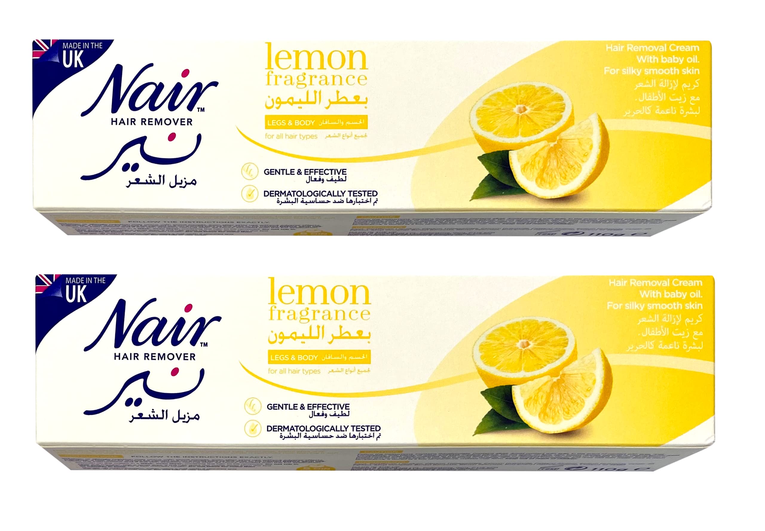 Nair Tube Hair Remover Cream Lemon Fragrance for Silky and Smooth Skin for all Hair Types, 110 gm, Pack of 2 (B09NXWPZ6H) Amazon Price History, Amazon Price Tracker