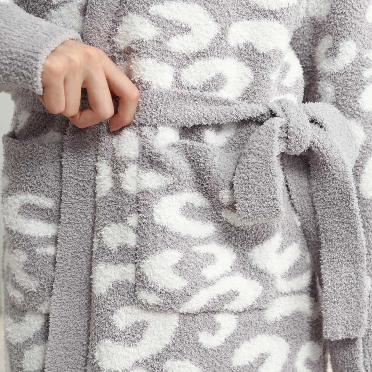 MH MYLUNE HOME Ultra Soft Robe With Pockets, Spa Bathrobe Loungewear Calf-Length, Plush Fuzzy Fluffy Wrap Robe for Women - Image 5