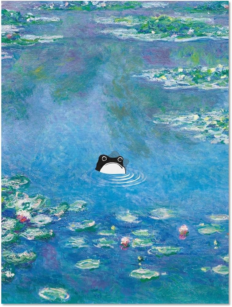 Amazon.com: MINI ZOZI Vintage Frog Painting Monet Famous Art 12x16
