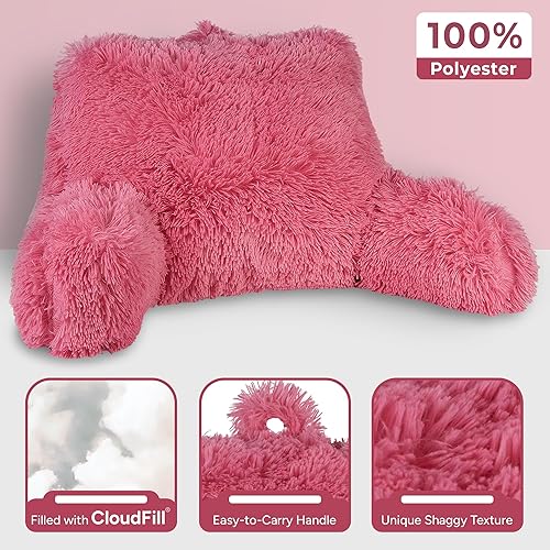 Miniatura 3 de Klear Vu Almohada de lectura lanuda para adultos y niños, soporte lumbar y de brazo en cama, silla, sofá y suelo, 30 x 21 pulgadas, tamaño único,