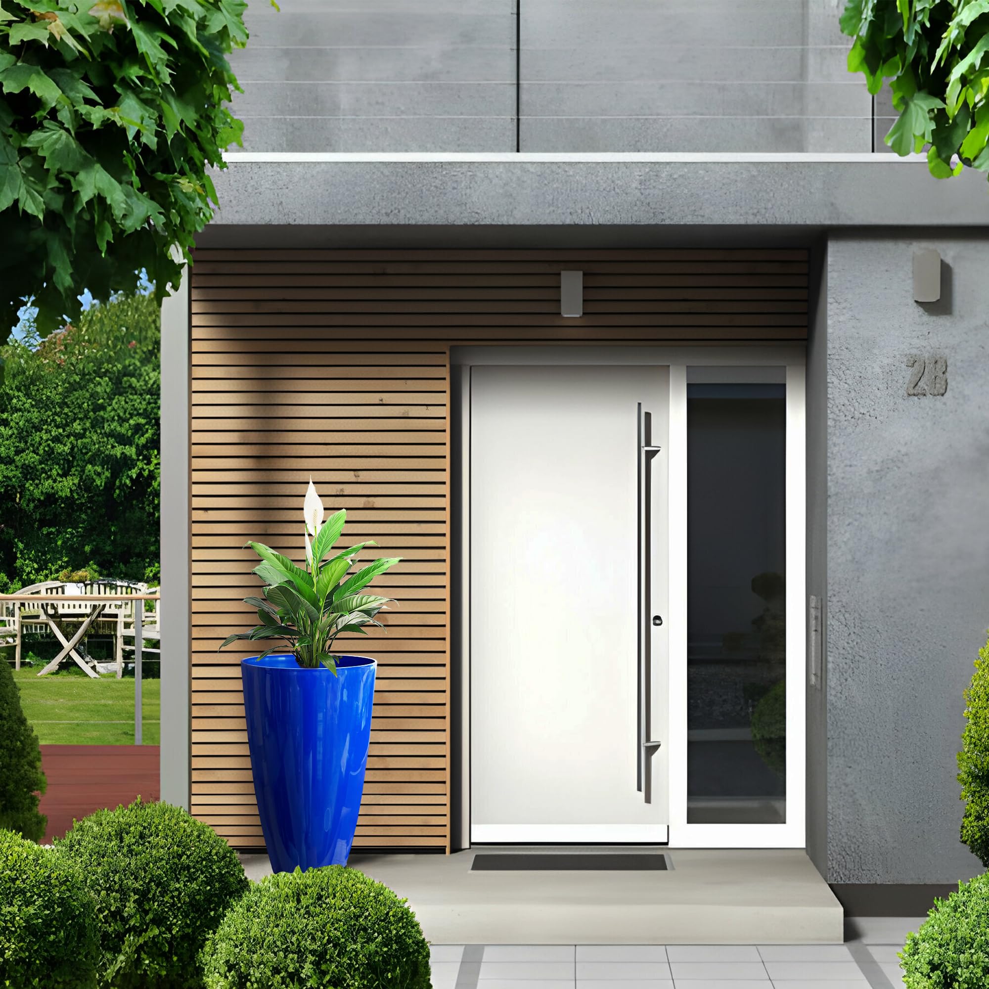 SG Traders Stylish Tall Plastic Plant Pot Garden Patio Planters Elegant Gardening Planter Accessory for Flowers Herbs Trees Plants Patio Suitable for both Indoor and Outdoor Use H 54cm x W 30cm - Image 7