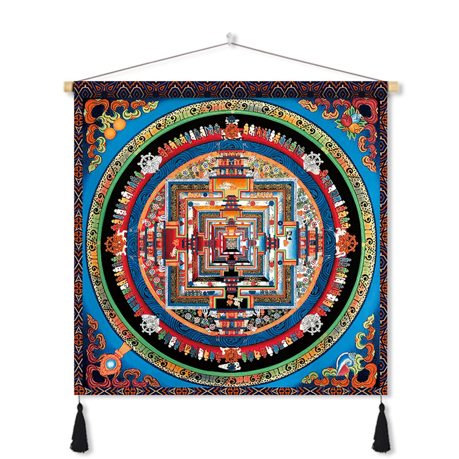 Tapiz Tibetano Nepales-Tejido Grueso Algodón-Lino Mandala,Decoración de Altar Budista Opaco para Entrada Sala Dormitorio,Lavable,M,120 * 120cm