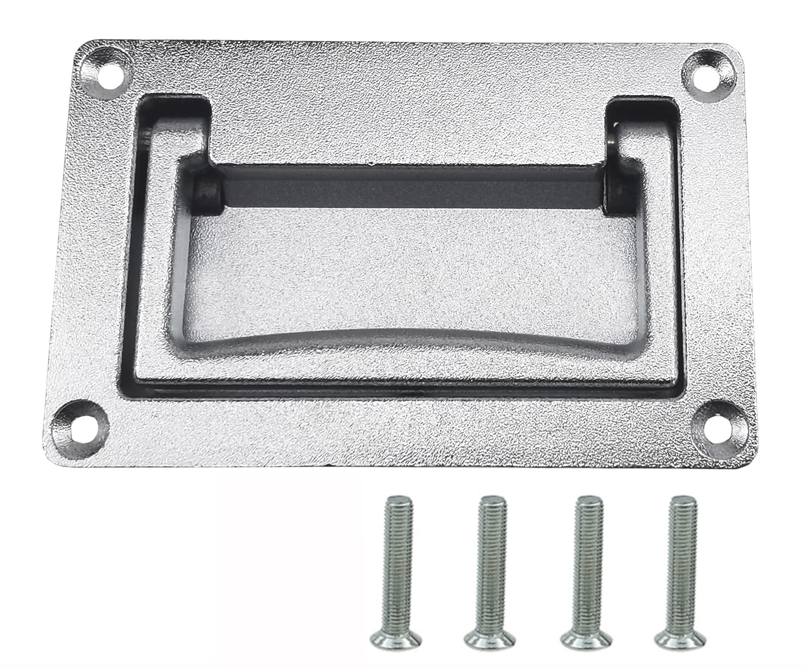 Induschoice Chrome,Silver Zinc Alloy Recessed Handles Containers Handle Flush Lifting Doors Handles (Silver)