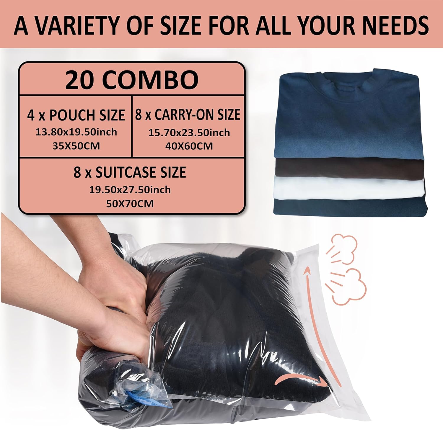 Cozy Essential Compression Bags for Travel - Travel Essentials - 20 Pack photo 3