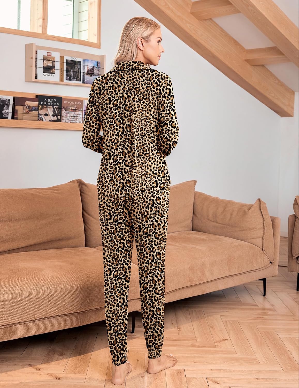 Ekouaer Pajamas Set Long Sleeve Sleepwear Womens Button Down Nightwear Soft Pj Loungewear with Pockets - Image 3