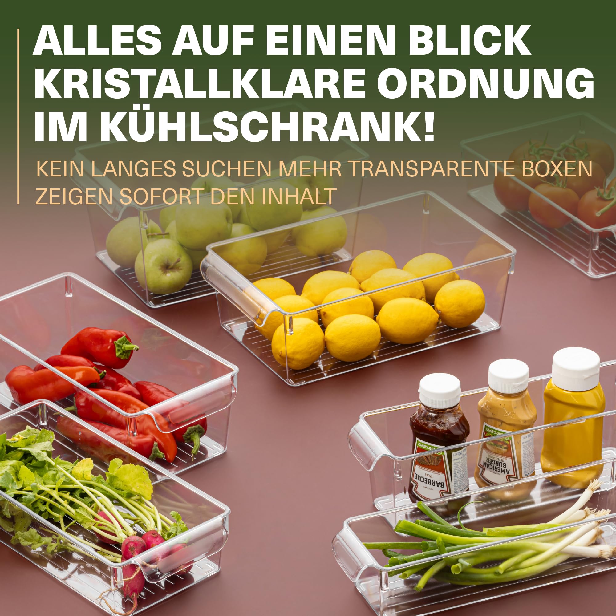 Viwares Organizador para frigorífico con tapa, juego de 3 unidades, almacenamiento transparente para embutidos, frutas y verduras, recipiente de almacenamiento para conservar la frescura, 20 x 32,5 x
