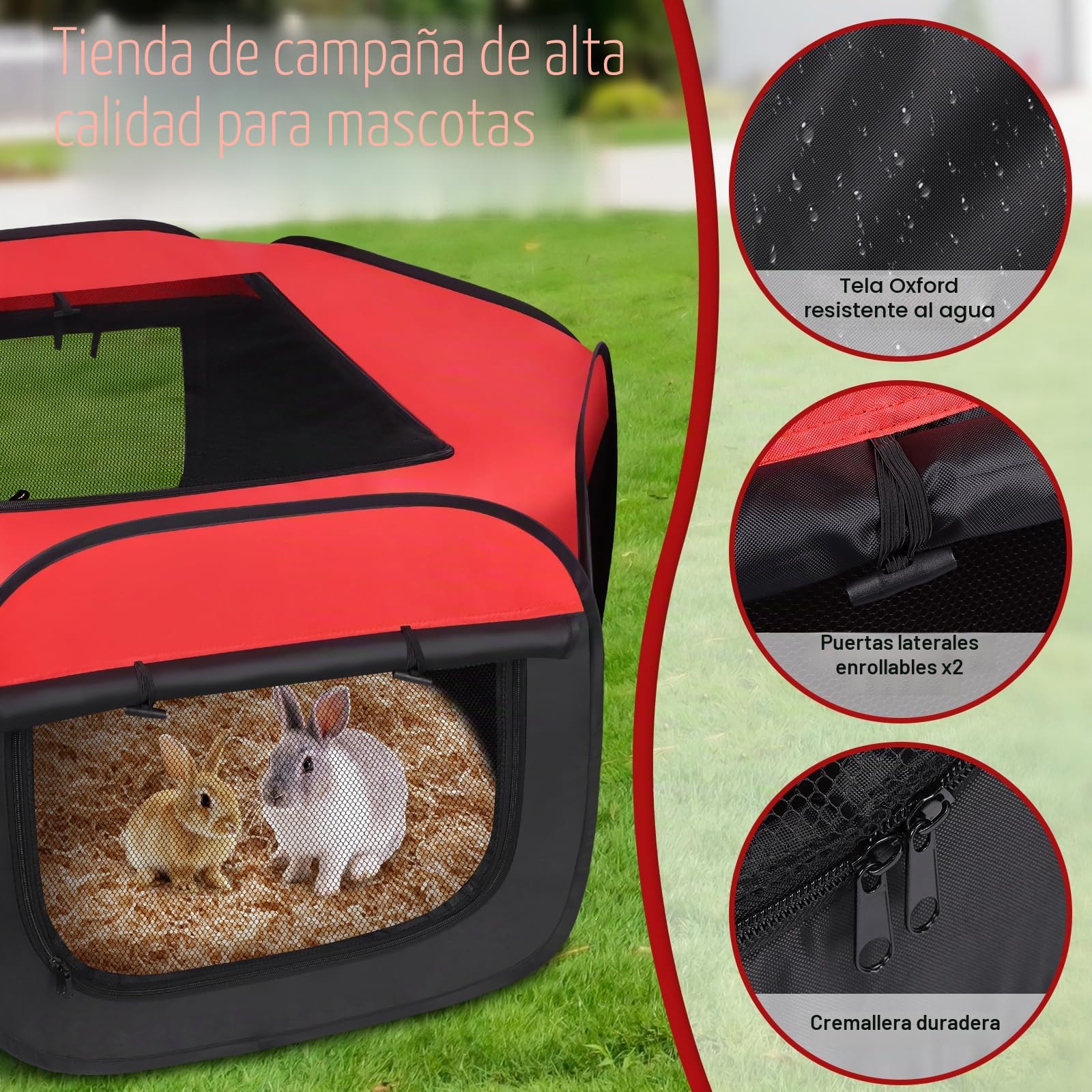 2 Piezas Corralitos para Animales Pequeños, Caja Incubadora para Pollitos, Jaula para Mascotas con Cubierta y Cremalleras, Plegable, Valla portátil Repelente al Agua para Interior & Exterior