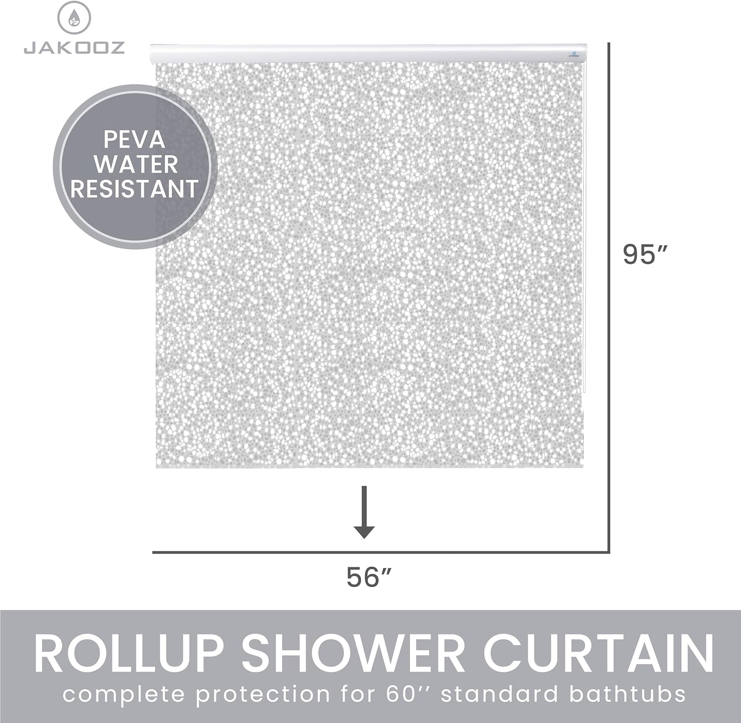 Rollup Shower Curtain for Bathroom. Waterproof, 100% PEVA, Heavy Duty Ceiling Mounted Shower Curtain Roller Blind for Bathtub. No Rods, No Hooks, No Rings! (56x95) (Wave) Rollup Shower Curtain for Bathroom. Waterproof, 100% PEVA, Heavy Duty Ceiling Mounted Shower Curtain Roller Blind for Bathtub. No Rods, No Hooks, No Rings! (56x95) (Wave)