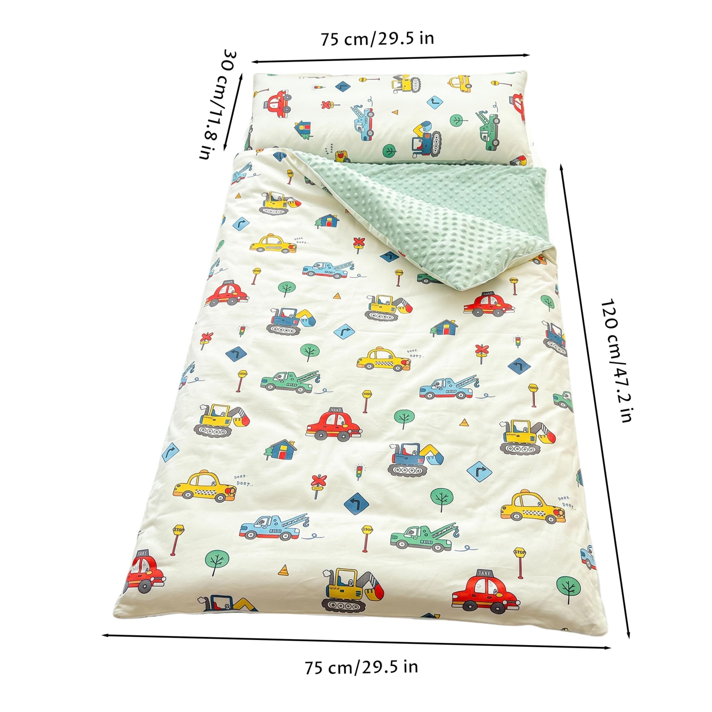 Schlafmatte für Kleinkinder mit Kissen und Decke, gerollte Schlafmatten, Schlafsäcke für Jungen und Mädchen, Kinderschlafsack für Kindertagesstätten, Vorschulreisen, Camping