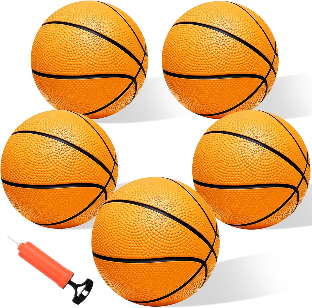 Iyoyo Mini Basketball Set - 5 Pack 6" Small Balls with Pump, Over The Door Mini Hoop Replacements, Toy for Toddlers, Kids, Teenagers, Pool, Indoors, Outdoors