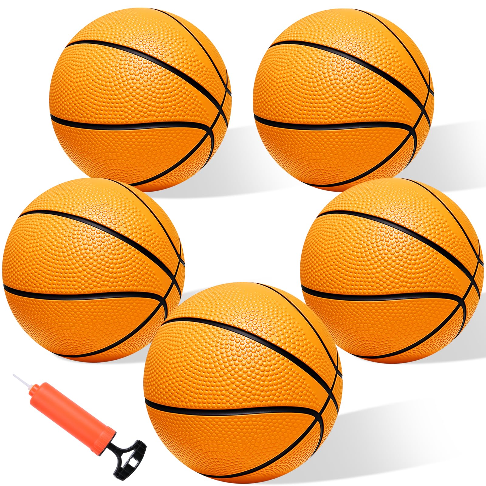 Iyoyo Mini Basketball Set - 5 Pack 6" Small Balls with Pump, Over The Door Mini Hoop Replacements, Toy for Toddlers, Kids, Teenagers, Pool, Indoors, Outdoors