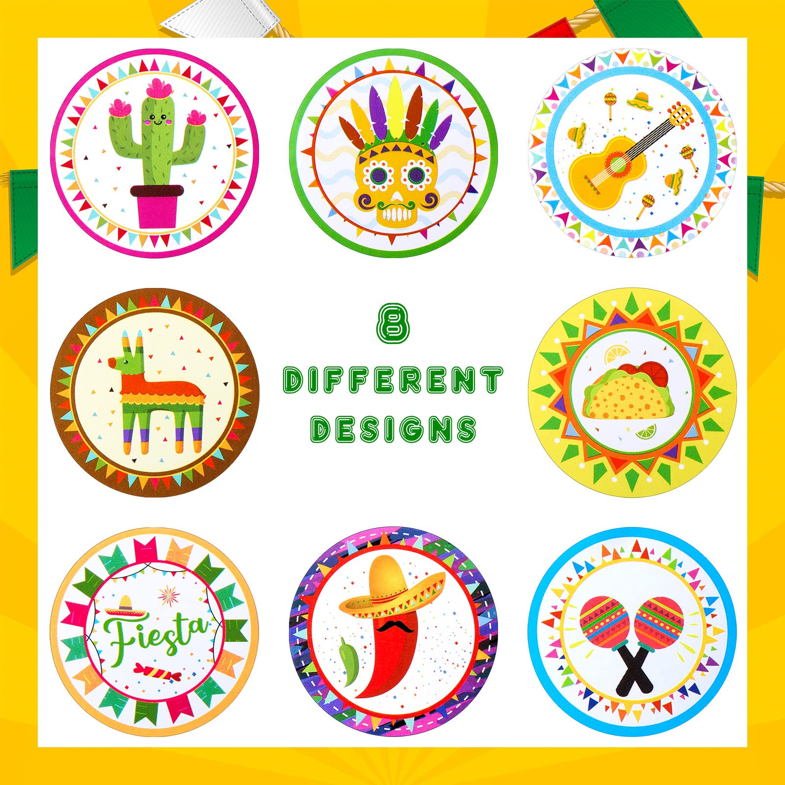 Taco Bout A Party! Mexican Fiesta Themed Birthday Circle Stickers - 300 Count, 0.75" For Chocolate Kisses, Goodie Bags & More - View #11