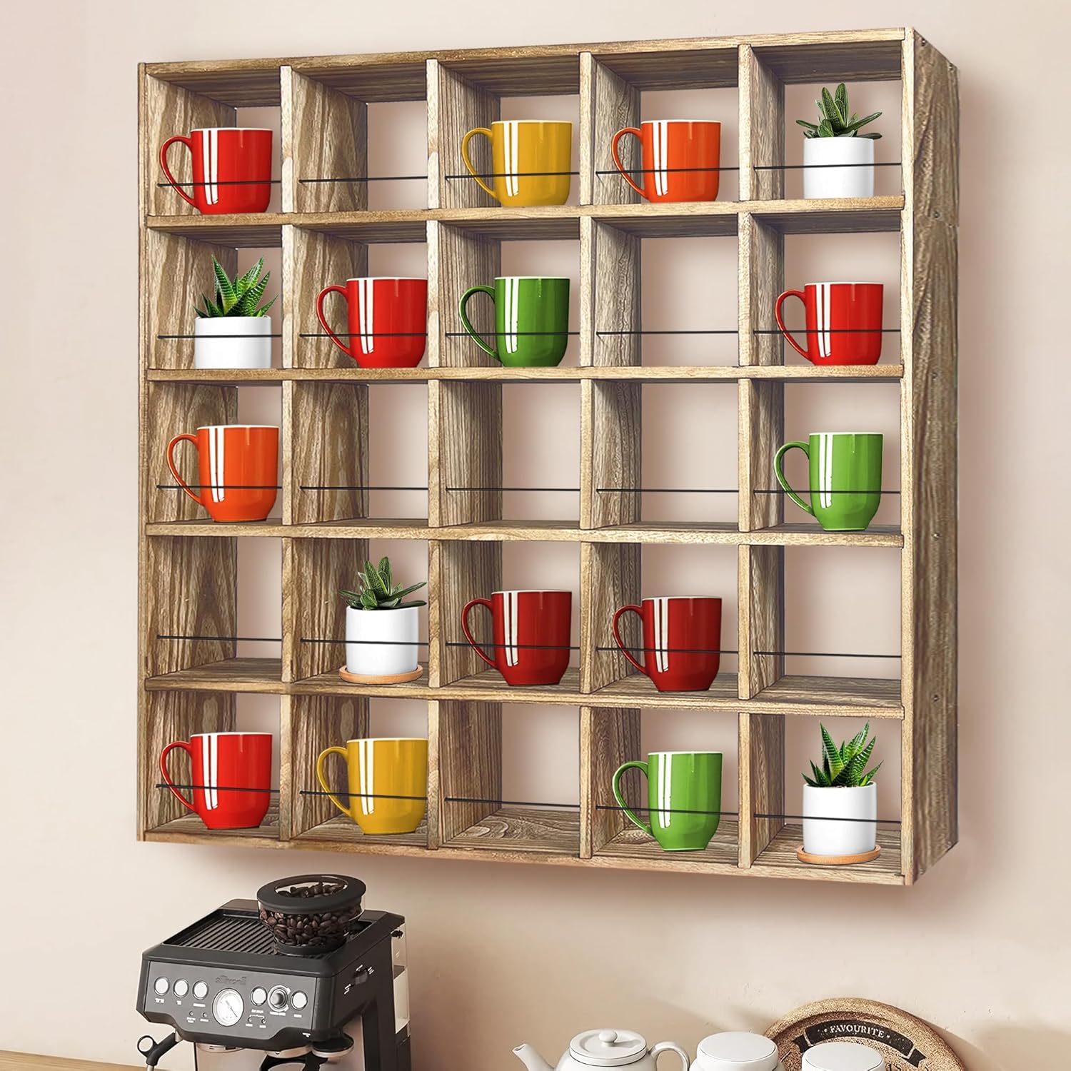 Montex Coffee Mug Holder, Mug Rack Wall Mounted, 3 Tier Coffee Mug Shelf, Rustic Coffee Mug Display Rack for Kitchen, Home, Coffee Bar(25 Grids) Montex Coffee Mug Holder, Mug Rack Wall Mounted, 3 Tier Coffee Mug Shelf, Rustic Coffee Mug Display Rack for Kitchen, Home, Coffee Bar(25 Grids)