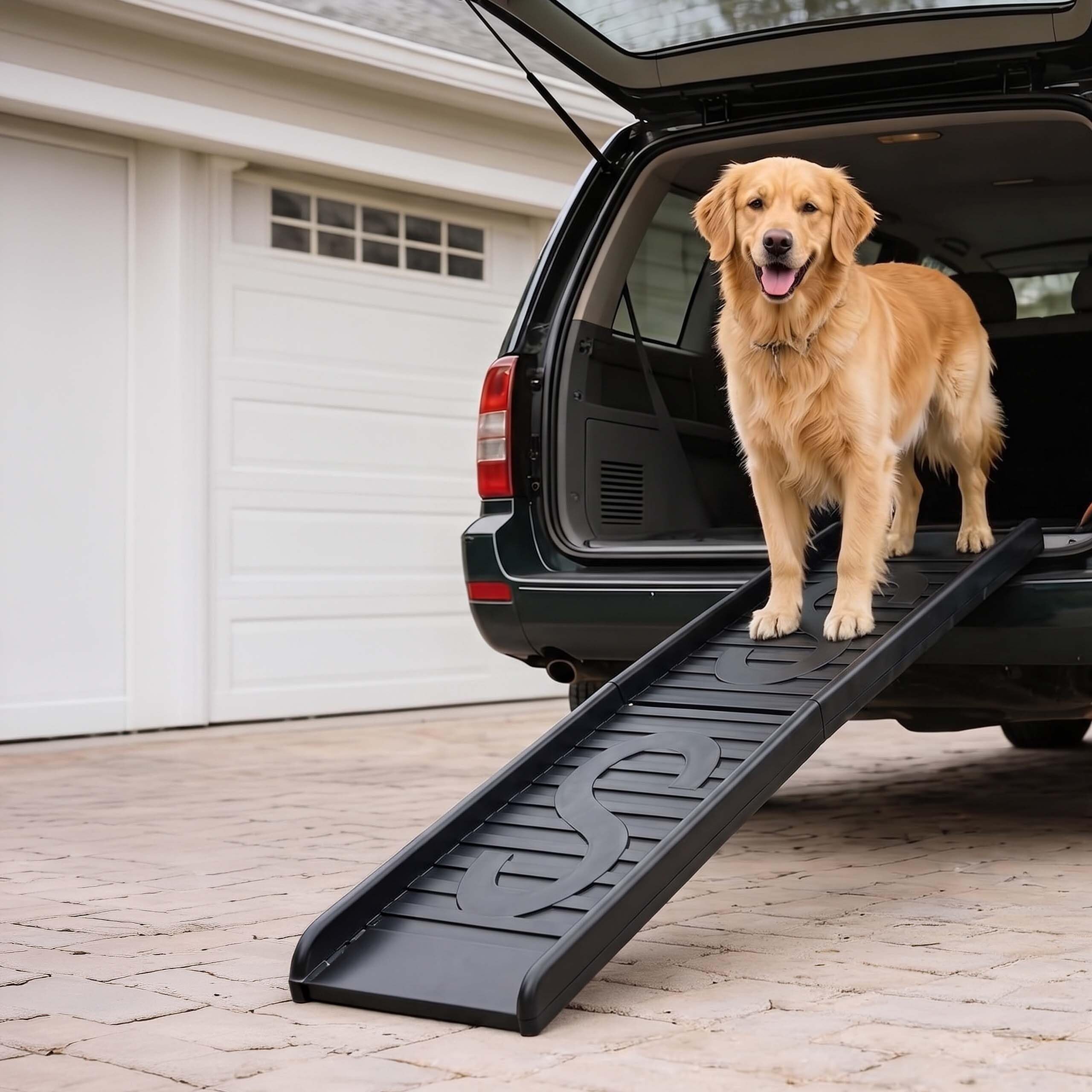 Relaxdays Rampe pour Chien Pliable, H x L x P: 15 x 154 x 39 cm, polypropylène, Aide à l'accès Voiture/lit/canapé, Noir