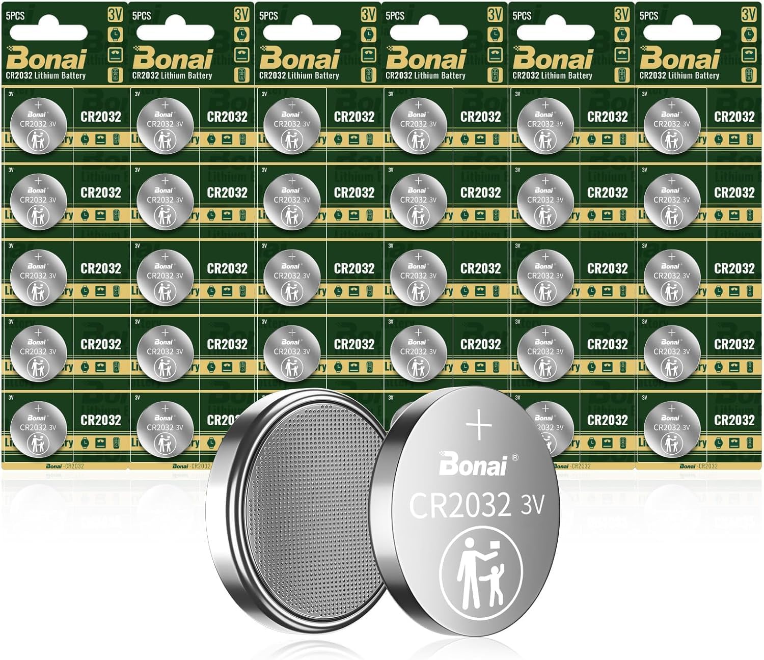 BONAI CR2032 3V Lithium Battery 30-Pack Long-Lasting & High Capacity Coin Batteries CR2032 10 Years Leak-Free