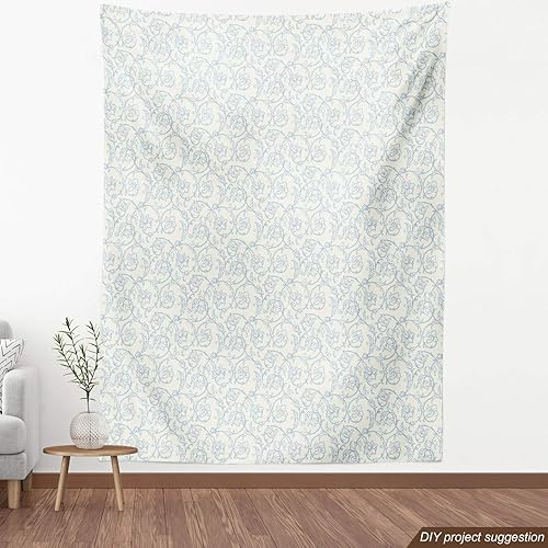 Miniatura 10 de Ambesonne The Yard, tela de conchas marinas de The Yard, diseño de universo submarino náutico de todas las criaturas, ilustración de motivos de