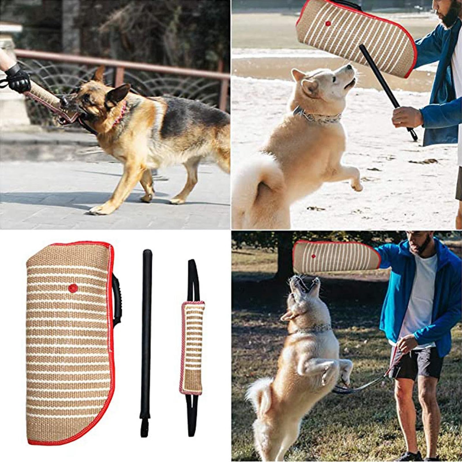 Fyearfly Zestaw do treningu gryzienia psa, interaktywna ochrona dla malinois, owczarka niemieckiego, mastifa, trwały rękaw, kij mieszający, zabawka do holowania