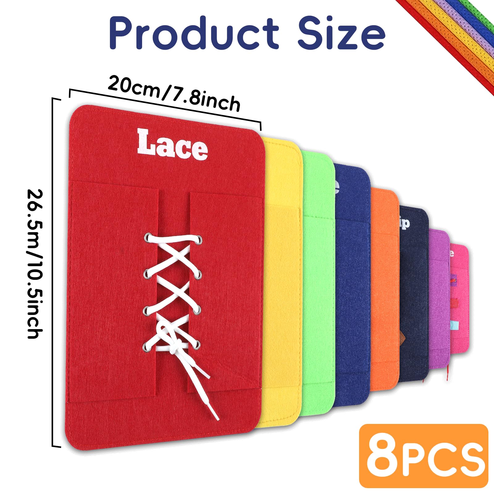 Toddlers Montessori Busy Board for Kids Early Learning Basic Life Busy Board - Fine Motor Skill Toys - Zip, Snap, Button, Buckle, Lace, Tie, Strape and Claw Grip Practice Teacher Preschool Classroom