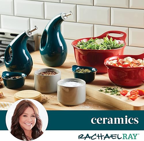 Miniatura 6 de Rachael Ray Ceramics - Juego de cajas apilables para especias y condimentos con tapa, 2 piezas, color verde azulado