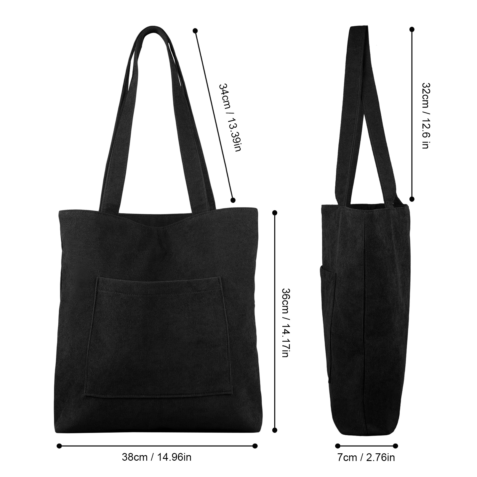 Amazon.com: Kememo Corduroy Tote Bag with Zip, Shoulder Bag