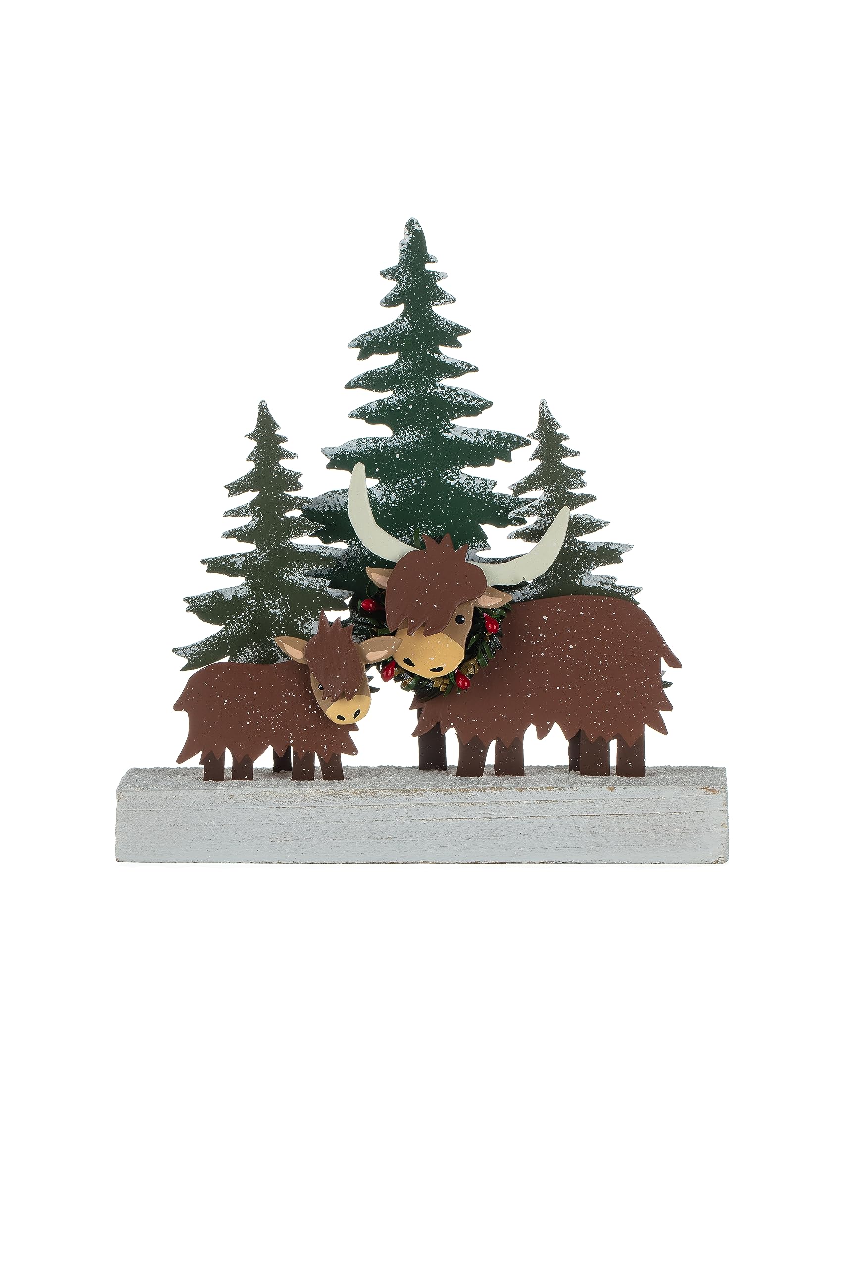 Shoeless Joe Highland Cow Wintery Scene Christmas Decoration
